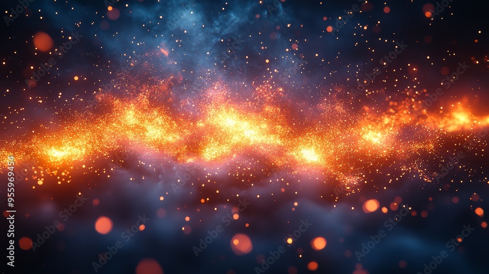 Abstract Fire and Smoke Background with Sparkles Abstract Fire and Smoke Background with Sparkles