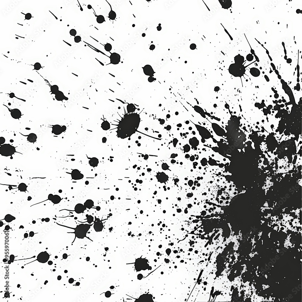 Black ink splatters on white Black ink splatters on white