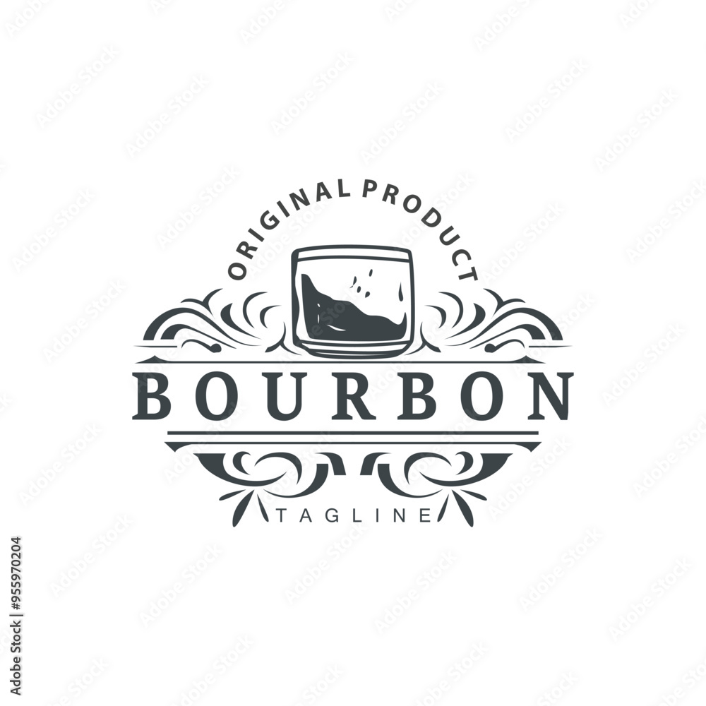 Whiskey Logo Design Old Drink Bottle Simple Style Retro Vintage Bar Restaurant Templet Illustration Whiskey Logo Design Old Drink Bottle Simple Style Retro Vintage Bar Restaurant Templet Illustration