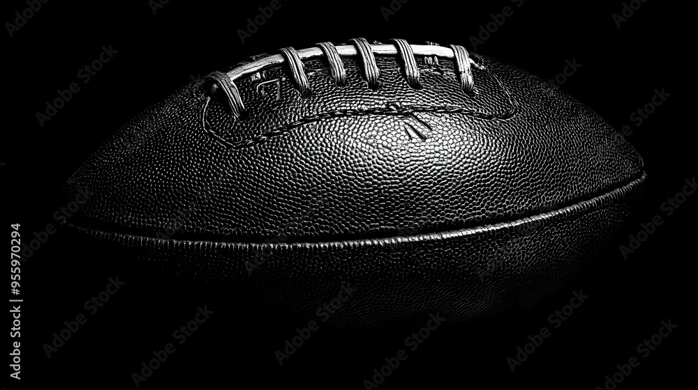Black and White American Football Closeup Black and White American Football Closeup