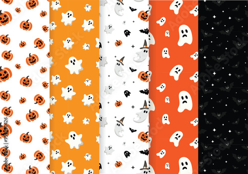 Cute Halloween Seamless pattern with. Repeating print for fabric, wrapping paper, textile. Vector illustration