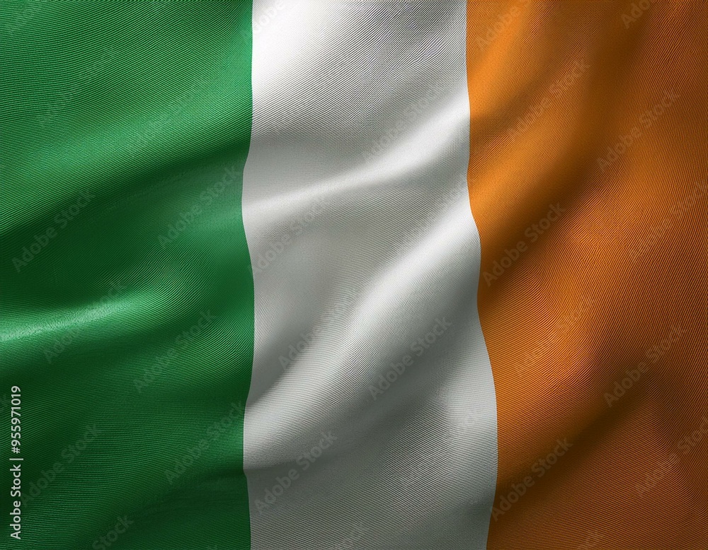 3d illustration of fluttering flag of Ireland texture 3d illustration of fluttering flag of Ireland texture