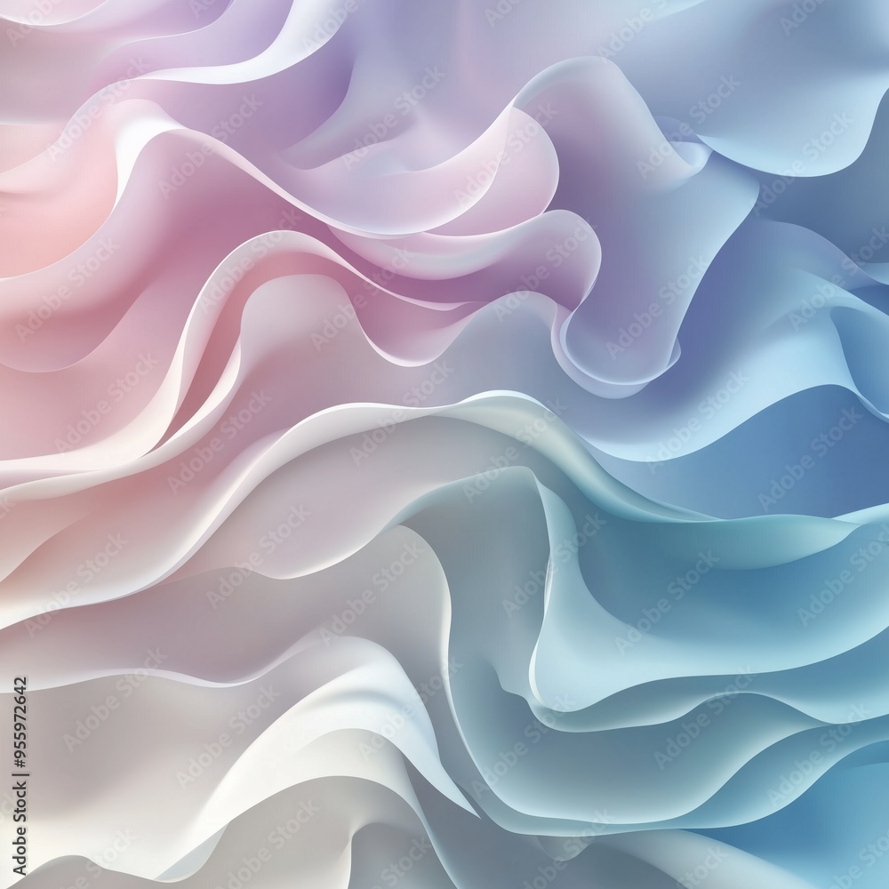 Fototapeta premium Abstract pastel colors 3d background. Dreamy three-dimensional background in soft abstract flow colors gradient surface, creating lines, waves and swirls. Wrinkle silicone sheet background