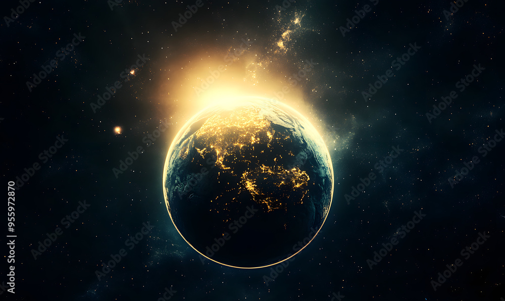 Fototapeta premium graphics of space, planets, and astronauts on a white background.