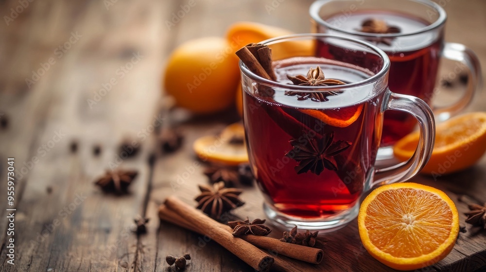 Christmassy mulled wine in a glass, sweet and spicy. Christmassy mulled wine in a glass, sweet and spicy.