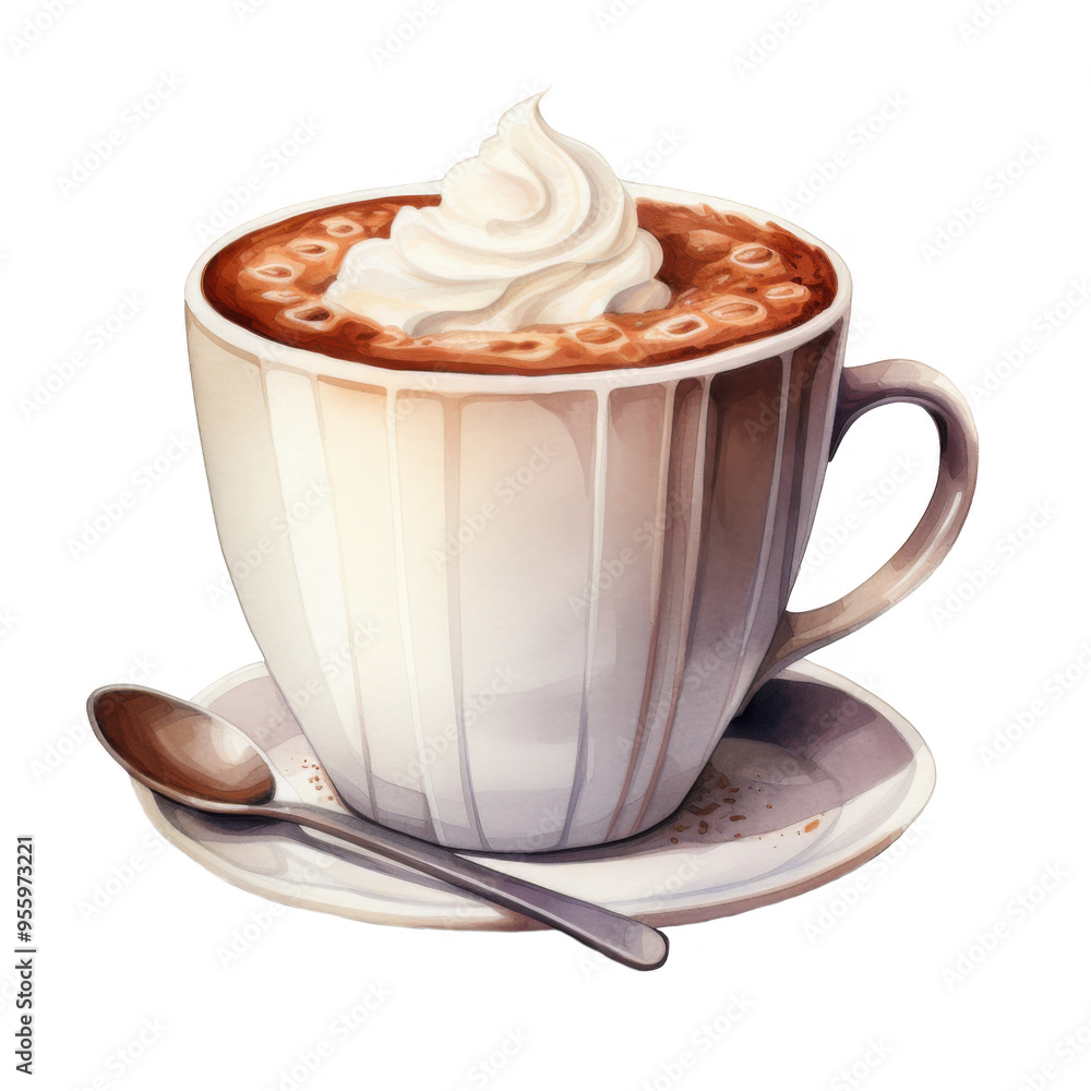 Watercolor Hot Chocolate Mug Isolated on a Transparent Background Watercolor Hot Chocolate Mug Isolated on a Transparent Background