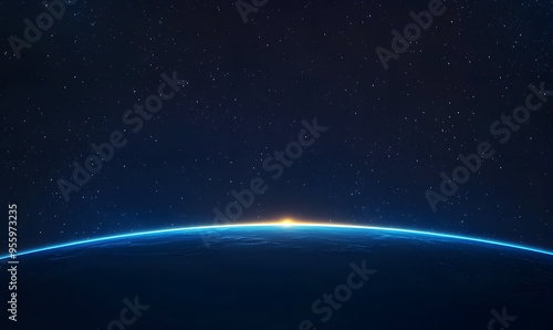 graphics of space, planets, and astronauts on a white background.