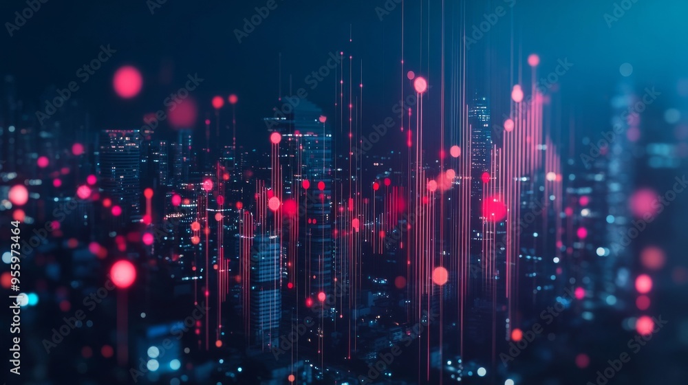 Big data & stats: glowing graphs and diagrams in the city. Big data & stats: glowing graphs and diagrams in the city.