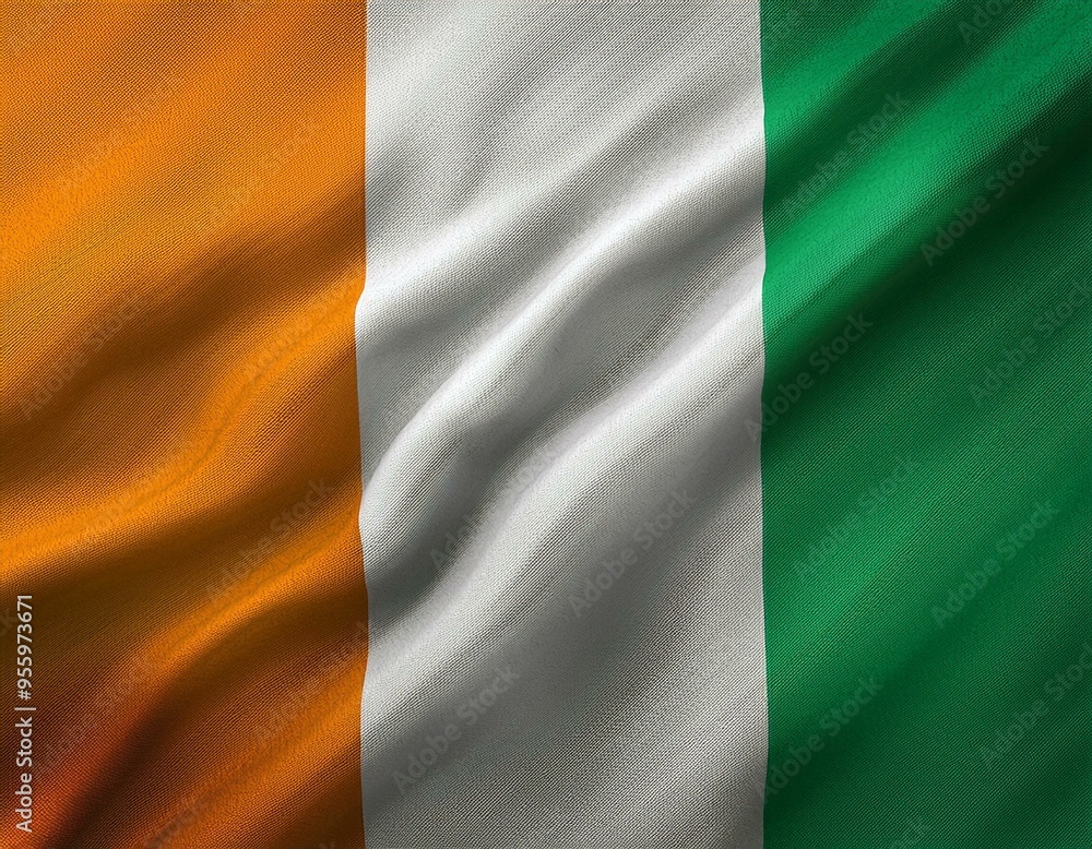 3d illustration of fluttering flag of Ivory Coast texture 3d illustration of fluttering flag of Ivory Coast texture