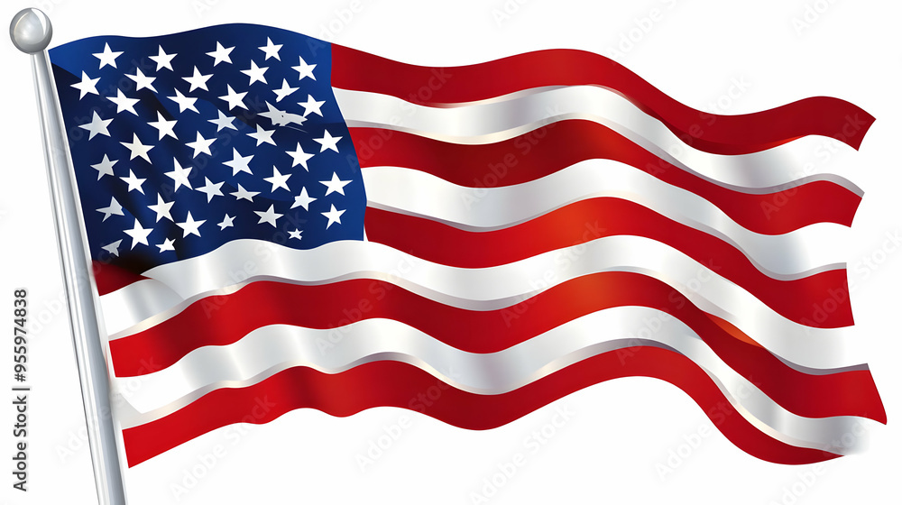 Fototapeta premium Waving American Flag with Stars and Stripes