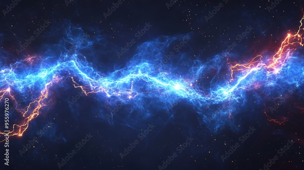 Fototapeta premium Abstract Blue Light Trails on Dark Background