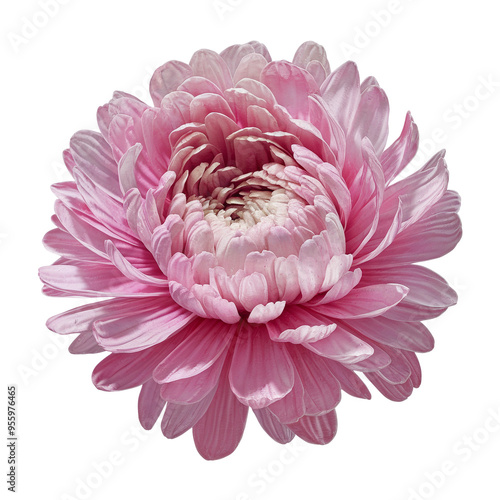 a beautiful pink chrysanthemum flower in full bloom, showcasing delicate petals and intricate details. photo