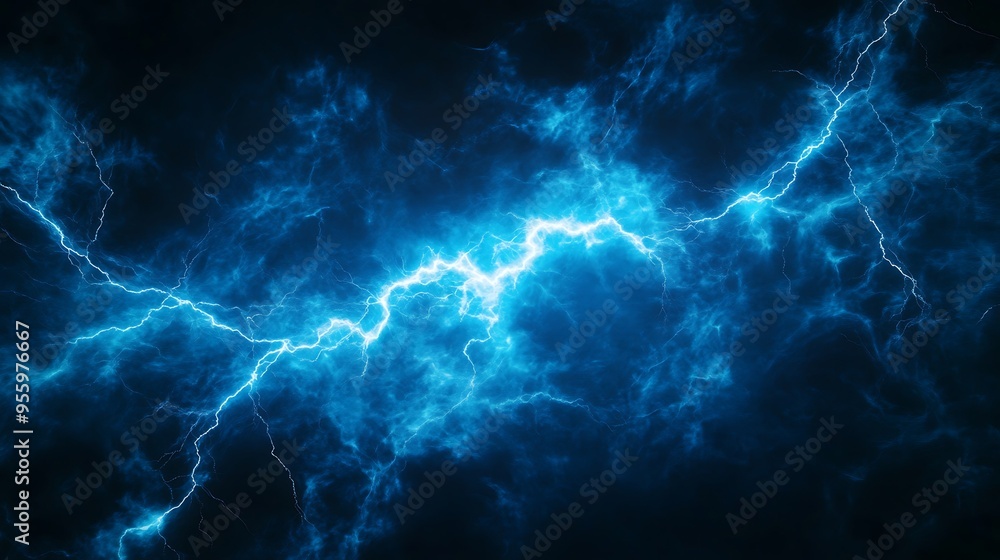 Abstract Blue Light Trails on Dark Background Abstract Blue Light Trails on Dark Background