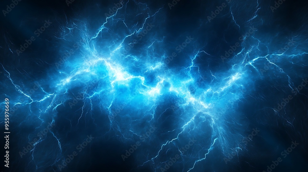 Abstract Blue Light Trails on Dark Background Abstract Blue Light Trails on Dark Background