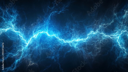 Abstract Blue Light Trails on Dark Background