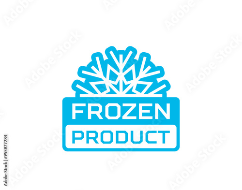 Frozen food product icon with snowflake or ice crystal for food package, vector symbol. Frozen product label for fresh refrigerated food of meat, fish and seafood and keep cold sign for frost products