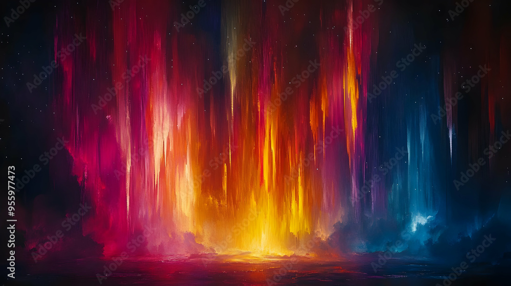 Abstract Night Sky with Colorful Lights and Stars Abstract Night Sky with Colorful Lights and Stars
