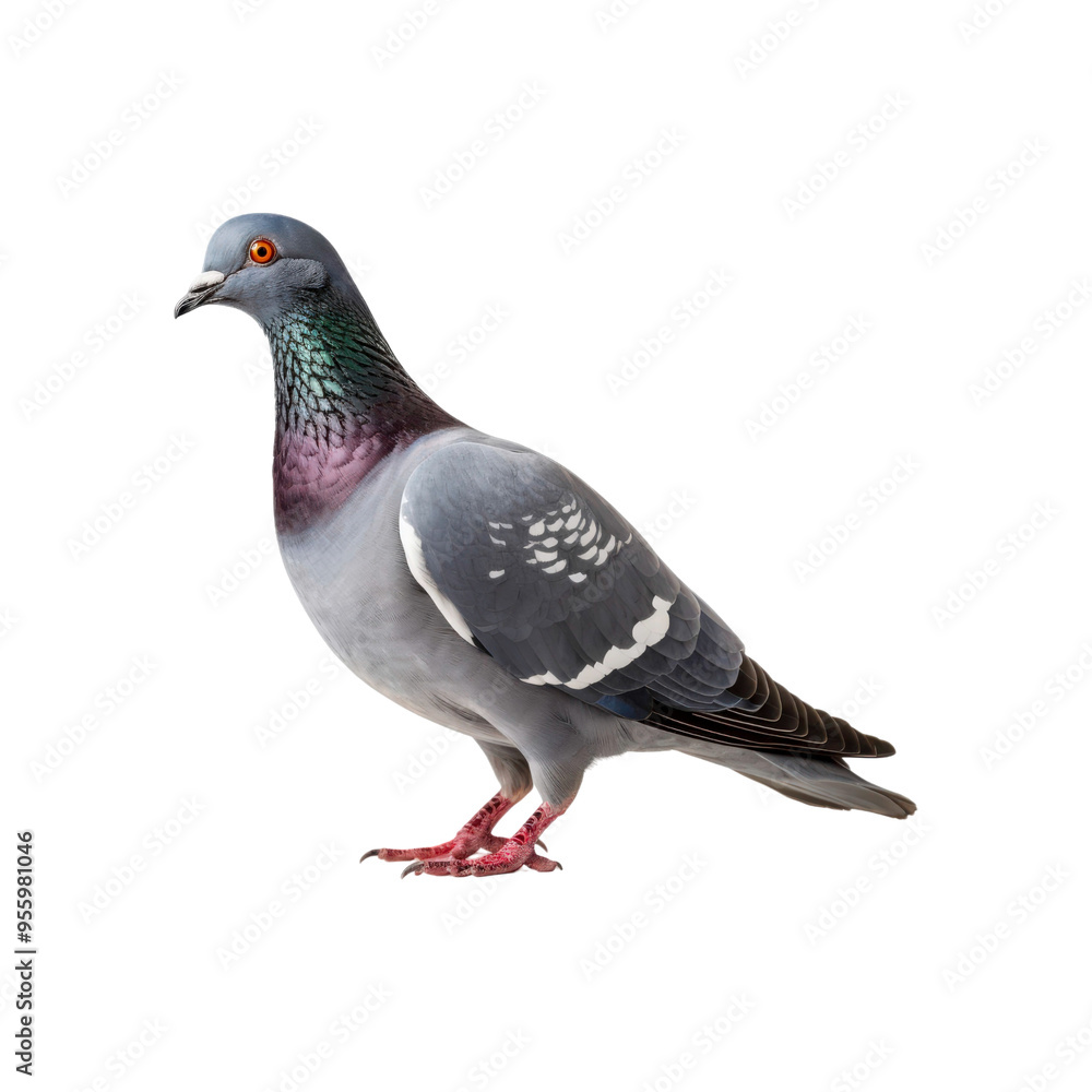 Grey pigeon on a white background. Perfect for nature or animal-related designs in need of a simple yet striking image Grey pigeon on a white background. Perfect for nature or animal-related designs in need of a simple yet striking image