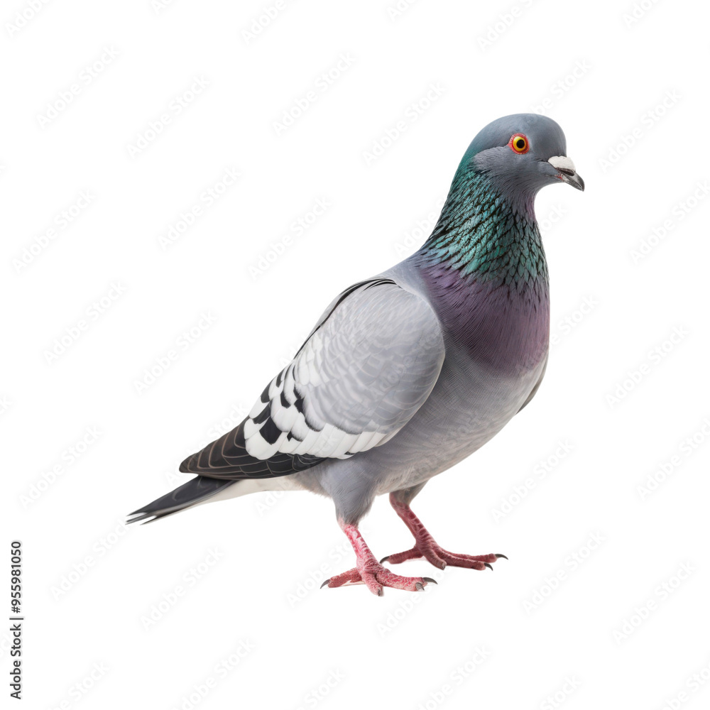 Grey pigeon on a white background. Perfect for nature or animal-related designs in need of a simple yet striking image Grey pigeon on a white background. Perfect for nature or animal-related designs in need of a simple yet striking image