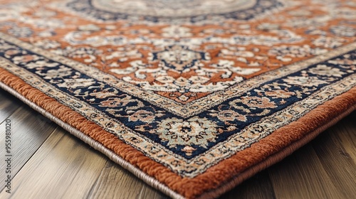 Classic oriental rug medallion designs warm tones and elegant border details photo