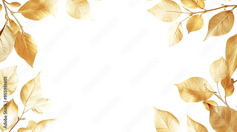 Golden Floral Bouquet on a White Background Golden Floral Bouquet on a White Background