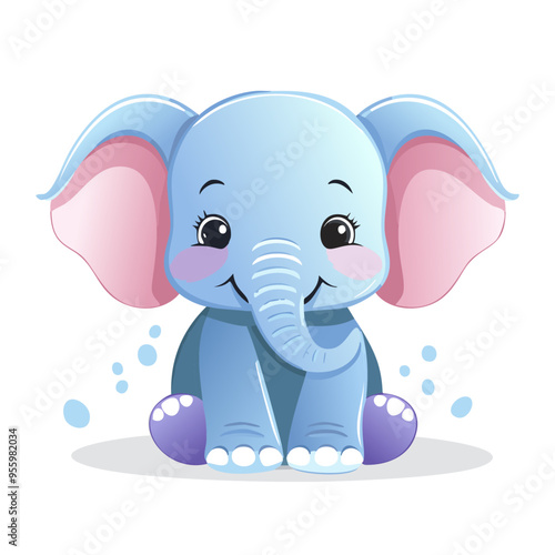 Elephant Cute Small Cartoon Baby Animal Character
