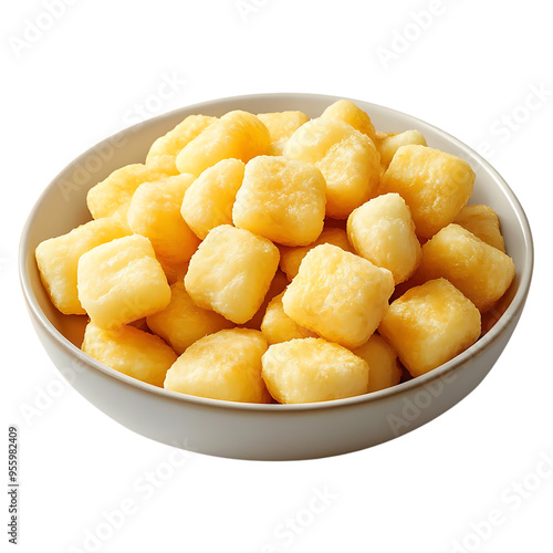 Crispy Fried Gnocchi in a Bowl with a Transparent Background