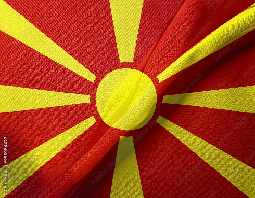 3d illustration of fluttering flag of North Macedonia texture 3d illustration of fluttering flag of North Macedonia texture