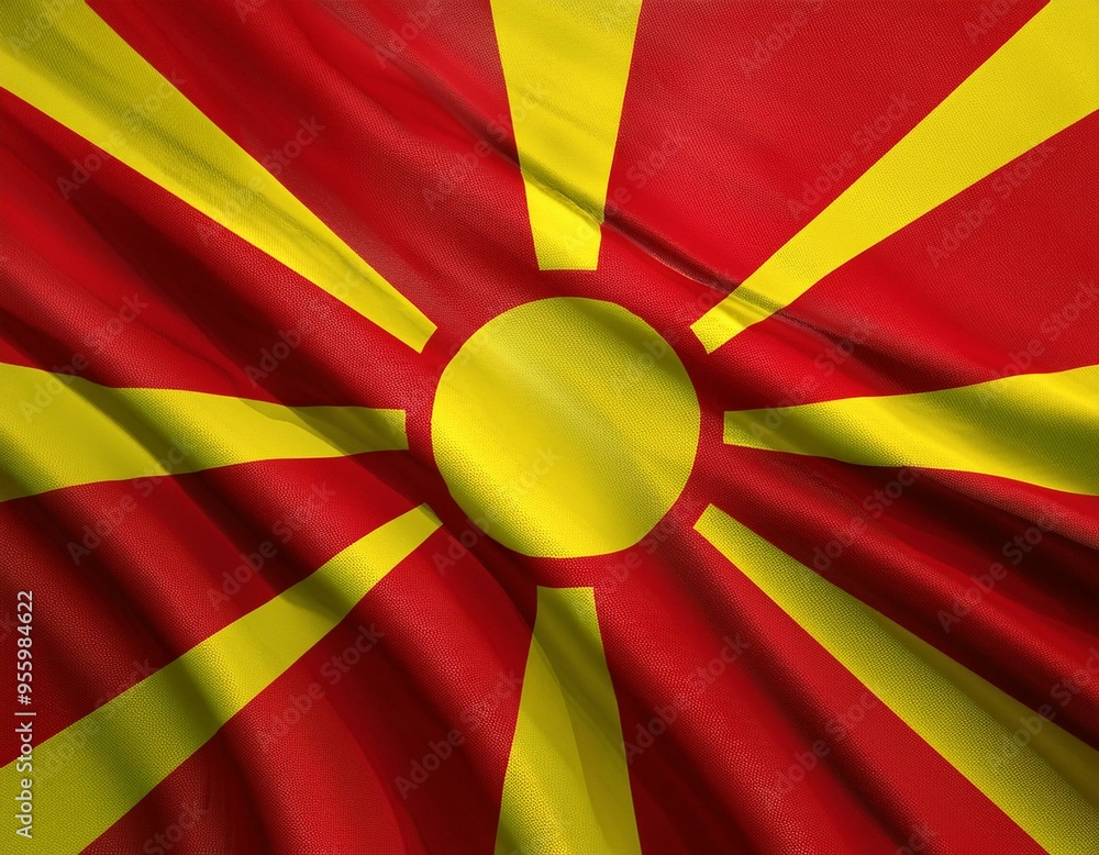 3d illustration of fluttering flag of North Macedonia texture 3d illustration of fluttering flag of North Macedonia texture