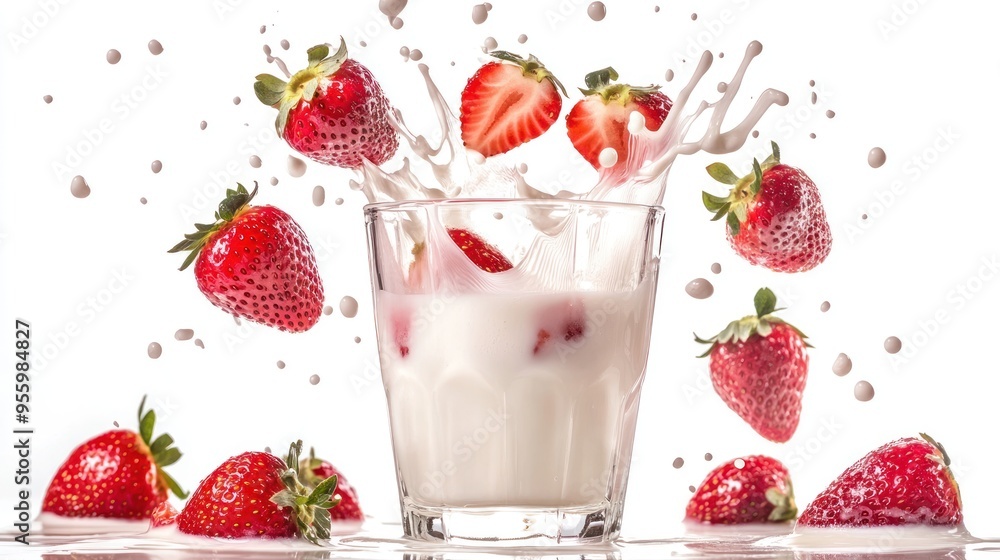 Fresh Strawberries and Milk Splash Fresh Strawberries and Milk Splash