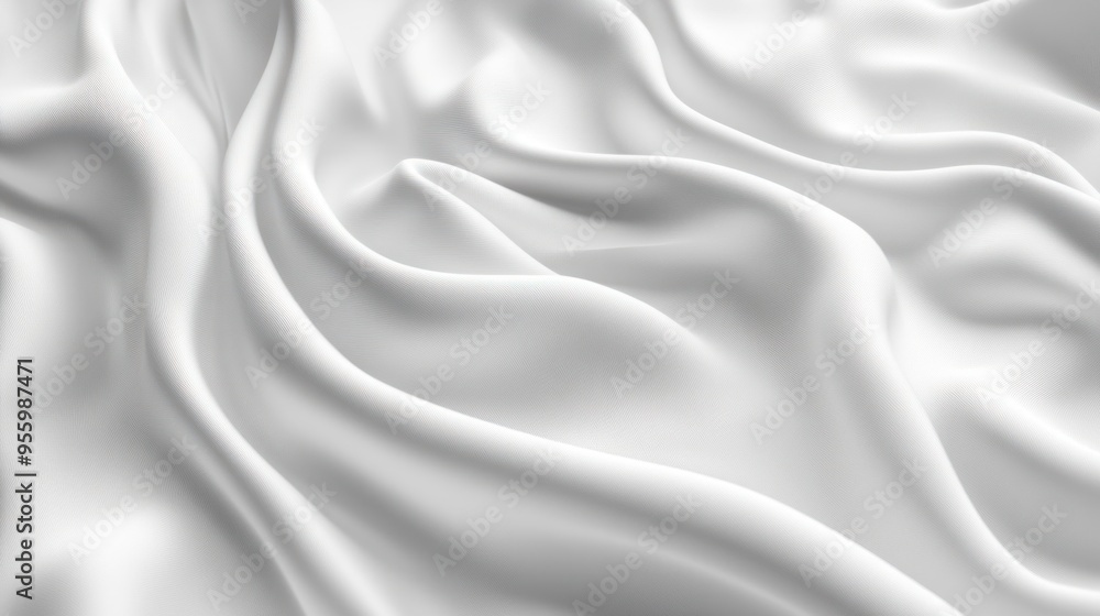 Fototapeta premium Elegant white satin silk with waves, abstract background.