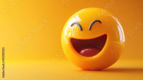 3D rendering of happy and laughing emoticons