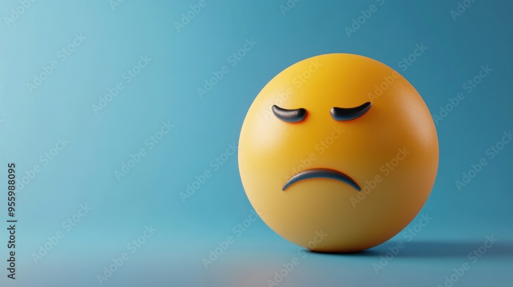 3D illustration of sad and frustrated face 3D illustration of sad and frustrated face