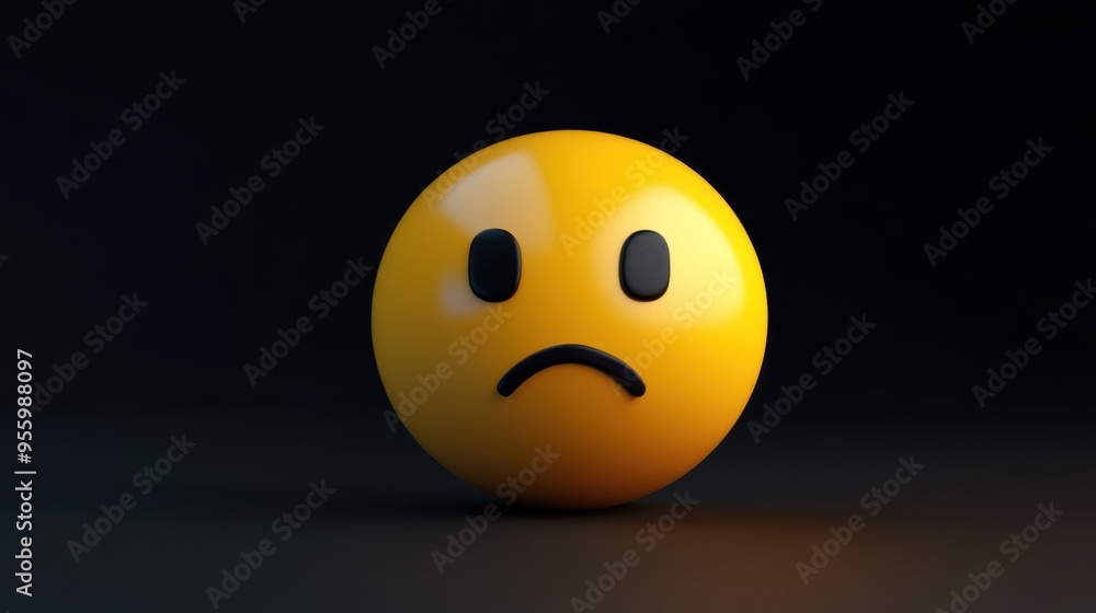 3D illustration of sad and frustrated face 3D illustration of sad and frustrated face