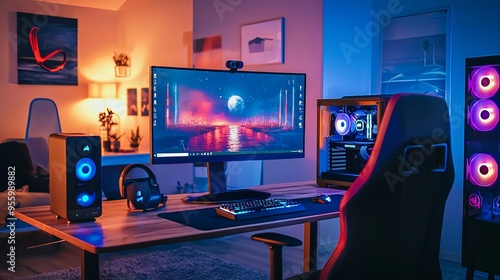 High-End Gaming Rig with Dual Monitors and Custom RGB PC