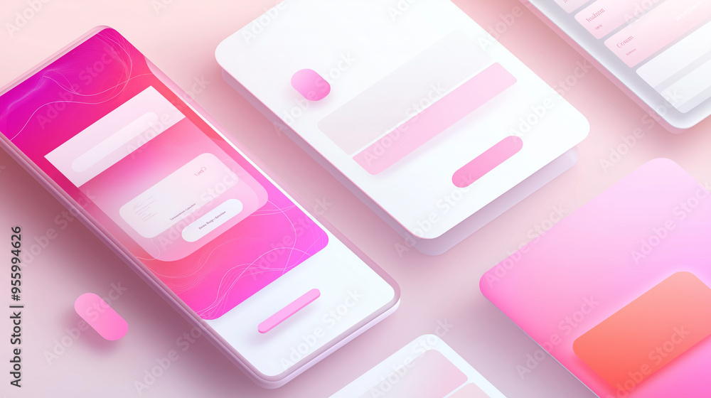 Modern Smartphone with Pink Gradient and UI Design Modern Smartphone with Pink Gradient and UI Design