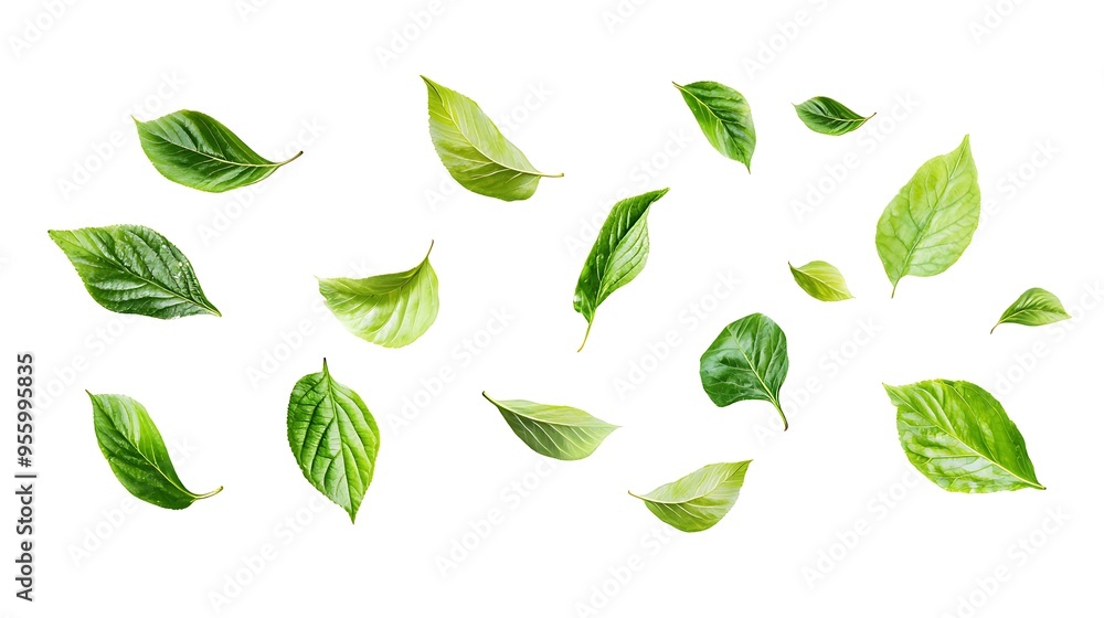 Green Leaves on White Background Green Leaves on White Background