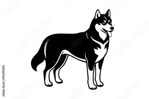 Siberian Husky Dog Silhouette Vector Illustration Clipart