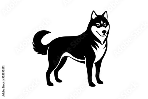 Siberian Husky Dog Silhouette Vector Illustration Clipart