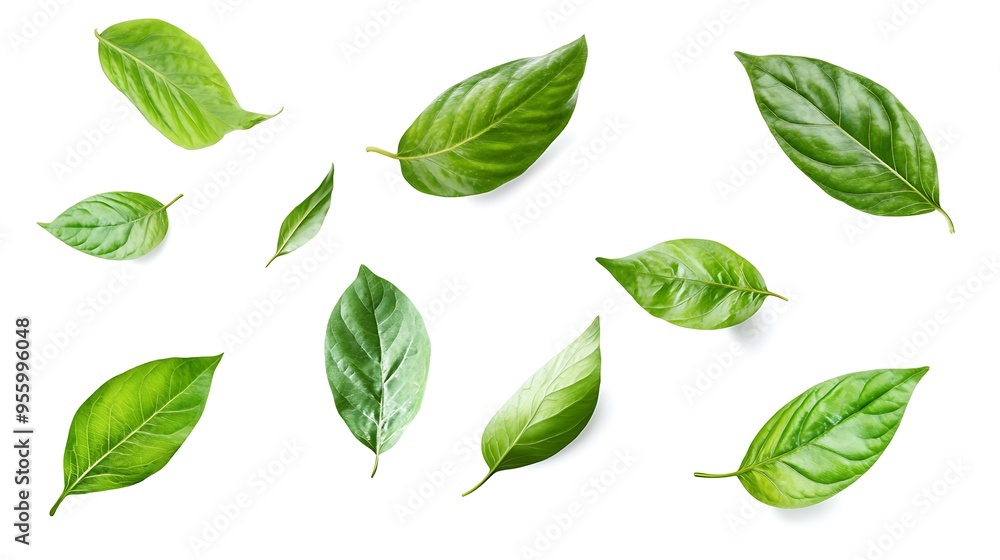 Green Leaves on White Background Green Leaves on White Background