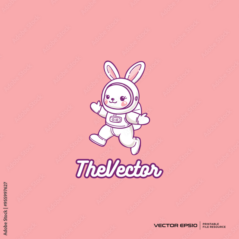 Obraz premium Astro bunny logo, vector, mascot, character, cartoon, illustration, eps10