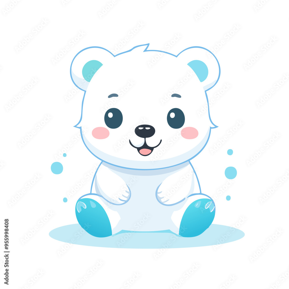 Naklejka premium Polar Bear Cute Small Cartoon Baby Animal Character 