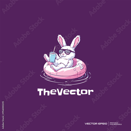 Cool bunny chilling logo, vector, mascot, character, cartoon, illustration, eps10