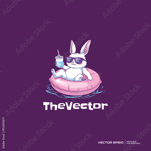 Cool bunny chilling logo, vector, mascot, character, cartoon, illustration, eps10