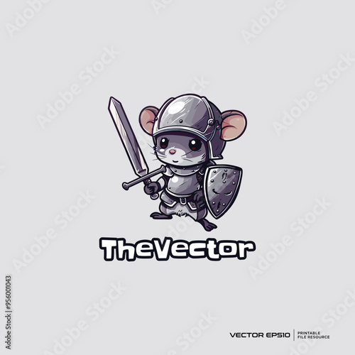 Warrior rat logo, vector, mascot, character, cartoon, illustration, eps10