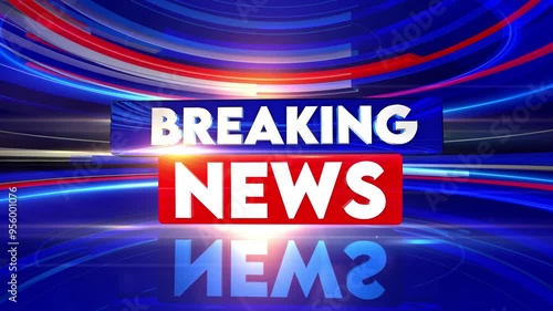 Breaking News background with red and blue abstract ring