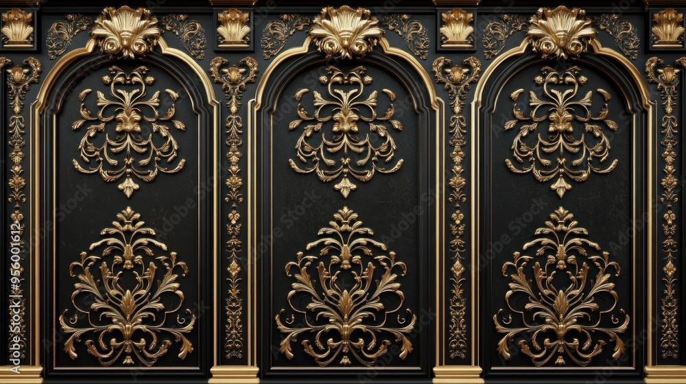 Ornate Gold and Black Paneling Ornate Gold and Black Paneling