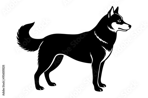 Siberian Husky Dog Silhouette Vector Illustration Clipart