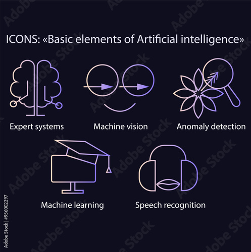 artificial intelligence, AI, icons, symbols