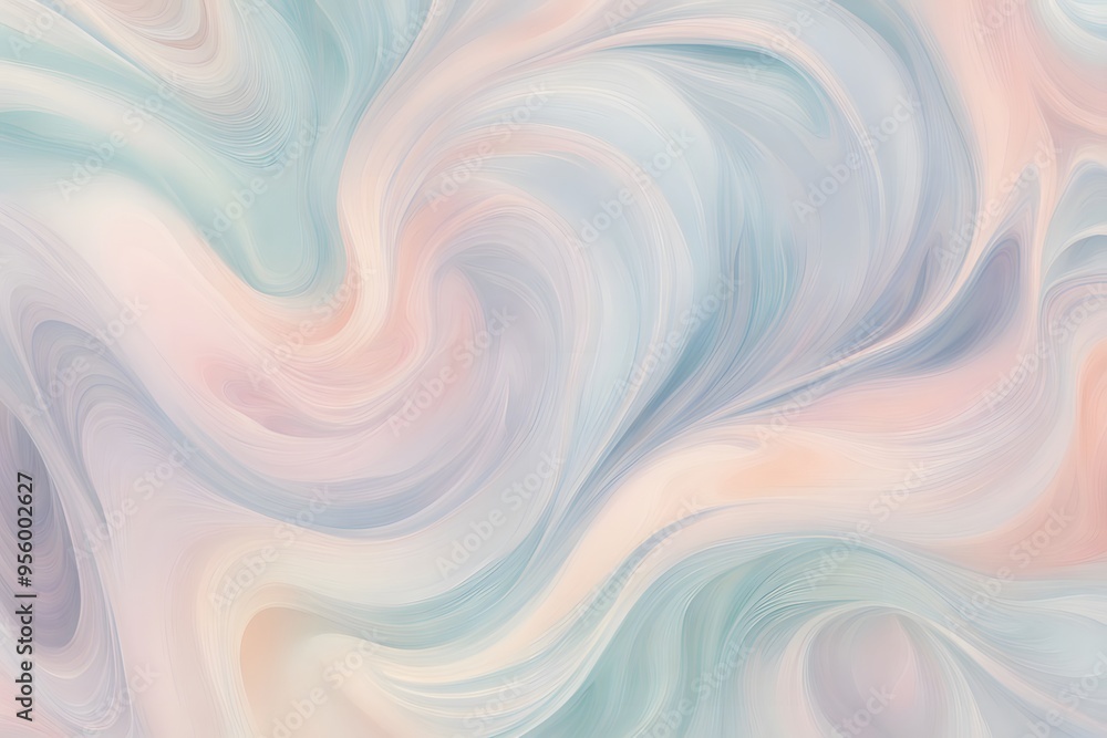 Obraz premium A mix of pastel paint colors in a soft swirling pattern evoking a dreamy abstract feel, AI Generated